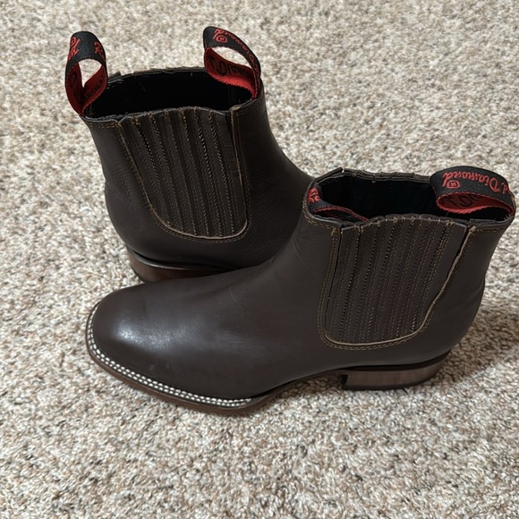 Never Worn Red Diamond Brown Ankle Boots with Western Flair - Picture 2 of 8